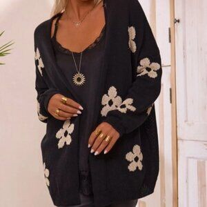 BLACK FLORAL CARDIGAN